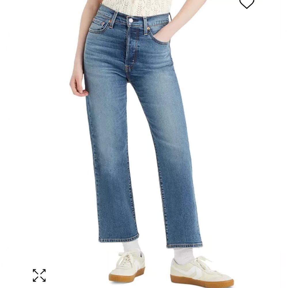Levi's Blue Ribcage High Rise Straight Ankle Jeans